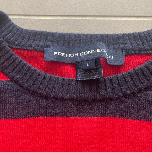 French Connection striped navy & red pullover sweater - Picture 4 of 17